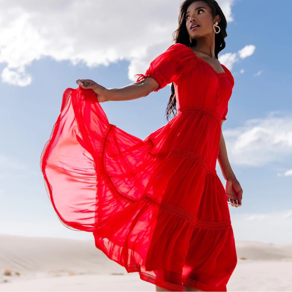 Rachel parcell red goji dress